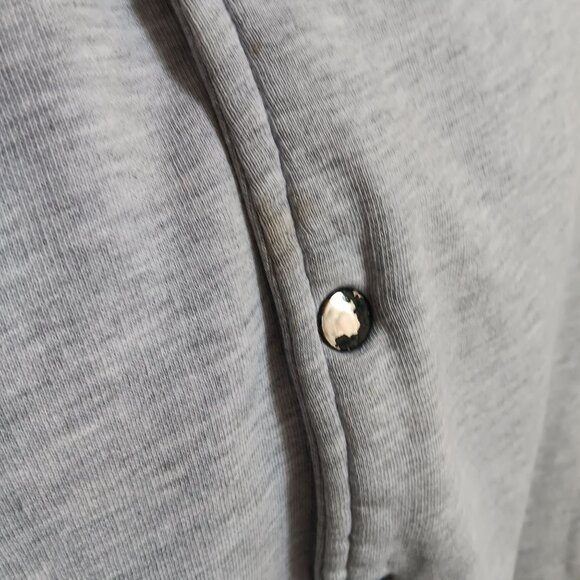 Vintage 90's Large Varsity Jacket Snap Closure Striped Collar OG Heather Gray - Picture 6 of 8